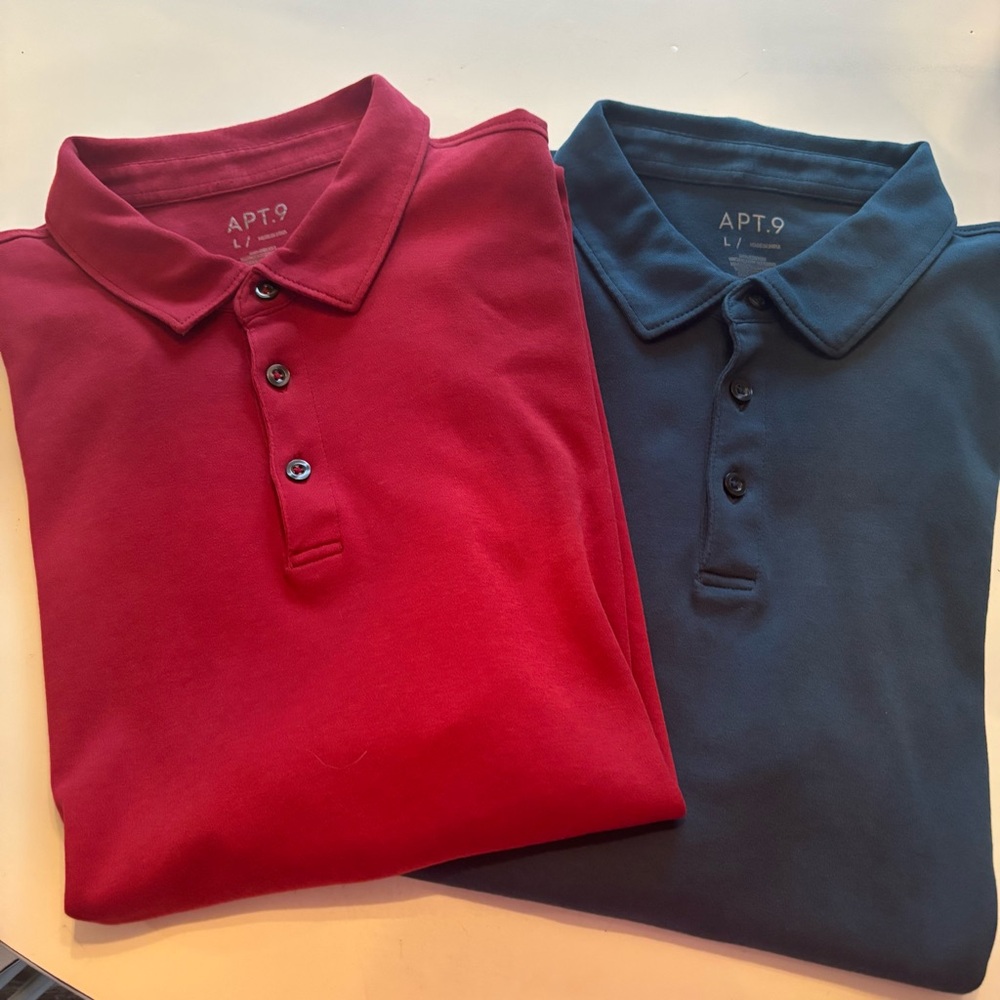 Apt. 9 Men's Polo Shirts in Bold Red/Burgundy and Deep Blue/Teal
